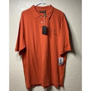 RocaWear Polo Shirt Mens 2XL Orange Pullover Rhinestone Logo NEW With Tags